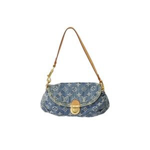 LOUIS VUITTON Pleaty Handbag Monogram Denim Leather